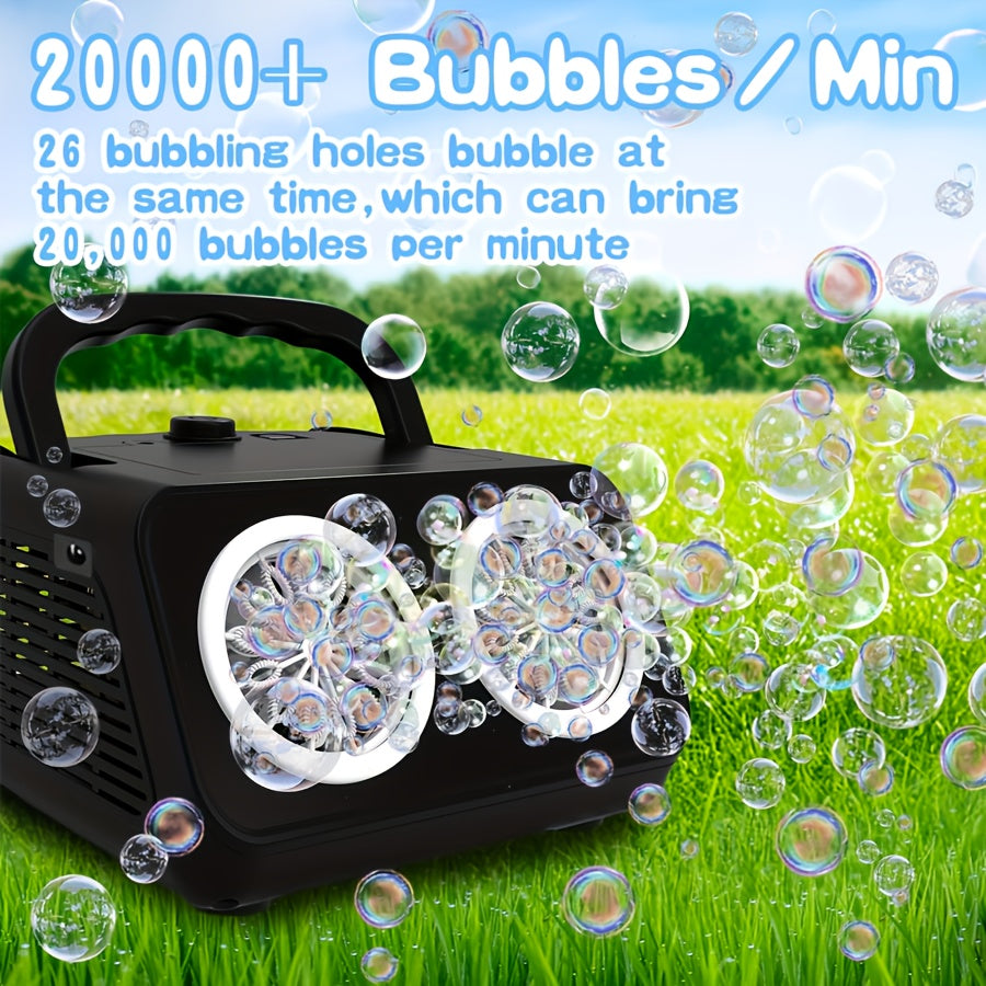 New Automatic Bubble Machine, Upgraded Bubble Blower with 2 Fans, Producing Over 20000 Bubbles Per Minute, 14 Portable Bubble Machines Operated by Plugins Or Batteries for Indoor And Outdoor Birthday