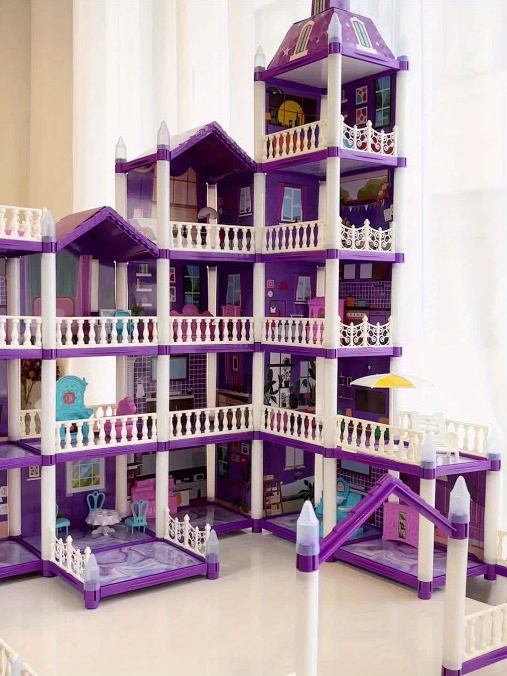 A Dollhouse Designed for Girls, Featuring 11 Rooms, Doll Figures, Puppies, Furniture, Additions, And LED Lighting, Making It an Ideal Playhouse Gift for Girls Aged 3 to 10