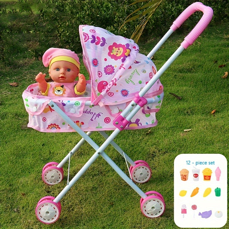 [Perfect Holiday Gift] 11-Inch Baby Doll Set Includes 12 Realistic Baby Dolls, Doll Accessories, And A Doll Stroller A Perfect Holiday Gift for Girls