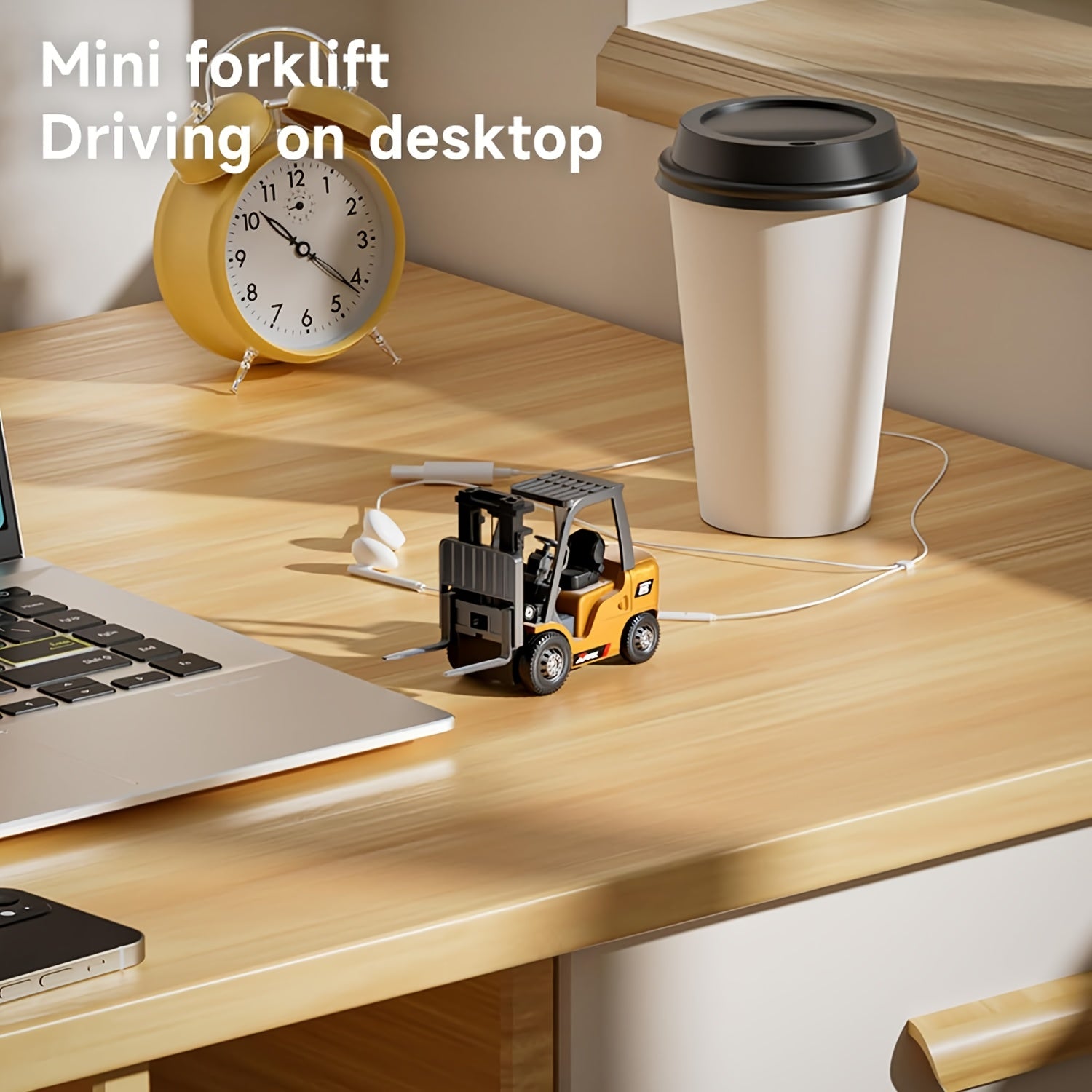 1/64 Forklift Toy 7 Channel 2 Mode Mini Forklift Truck with Rechargeable Battery, 3in 1 Transformable Lift Fork & Hook Alloy Model with Lights-the Perfect Christmas Gift