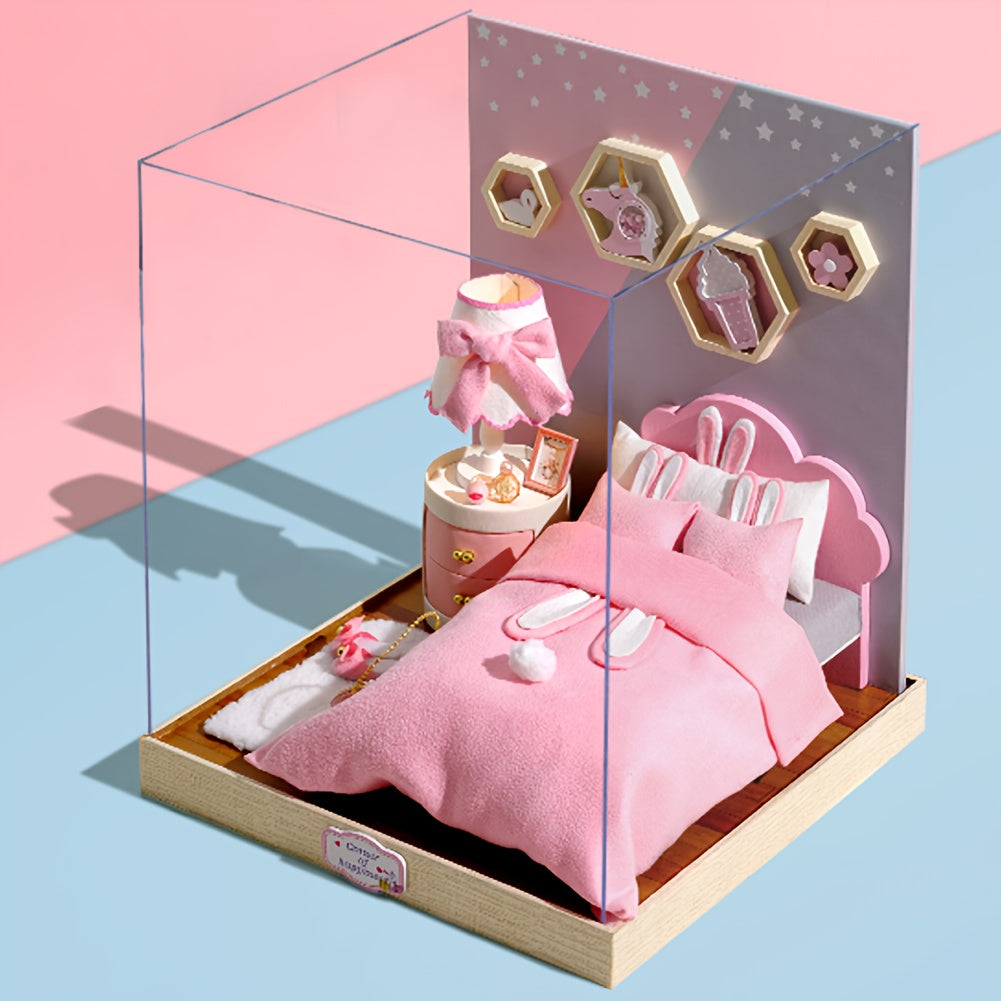 1pc with Dust Cover, Dollhouse Kit, Puzzle Puzzle Puzzle Mini House Model, Cultivating Patience And Hands-on Ability, Room And Desktop Decoration, Birthday Gift (excluding Tool Glue And Battery)