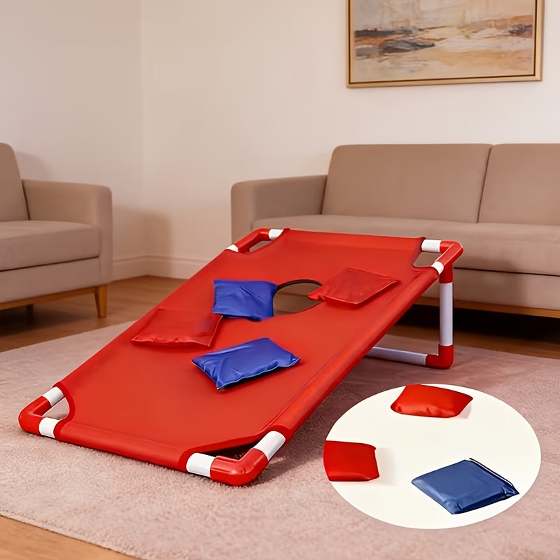 [Portable Beanbag Game] 1 Portable Beanbag Throwing Game Kit - Foldable, Durable, And Portable, Perfect for Outdoor Parties, Camping, And Backyard Fun - Available in Red And Blue Upgraded Versions, Includes 1 Hole Board And 12 Beanbags, Red And Blue Two-T