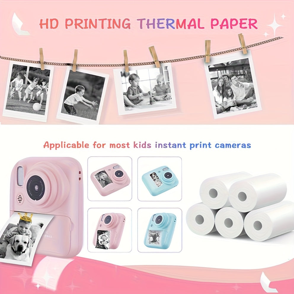 Camera Paper/New Instant Print Digital Camera, 1080P 2.4 Inch Screen Super Cute Instant Camera with 3 Rolls Print Paper & 32GB Card, Camera Paper, Card Readers and a 32GB Memory Card Can Be Purchased Separately, Digital Camera Kids Gift for Kids 3-12