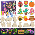 DIY Wooden Refrigerator Magnets Fridge Magnets Painting Kits, Craft Toys for Kids, 30pcs Wood Art Craft Set, DIY Crafts, Glow In The Dark, Arts & Crafts Supplies Painting Kit, Fun Party Favors for Girls Boys, Christmas Stocking Stuffers Present