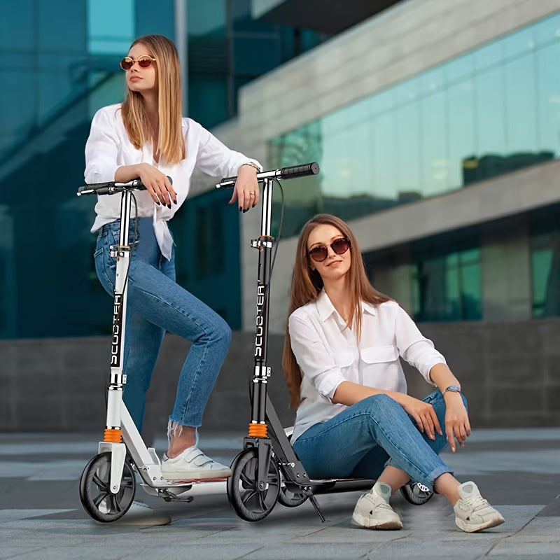 2026 Double Brake Foldable Adjustable Height (4 Gears) Lightweight Maximum Load Capacity Of 220LB 2-wheel Commuting Scooter Adult And Youth Game Day Fan Gear for All Football Fans Halloween Christmas Gift