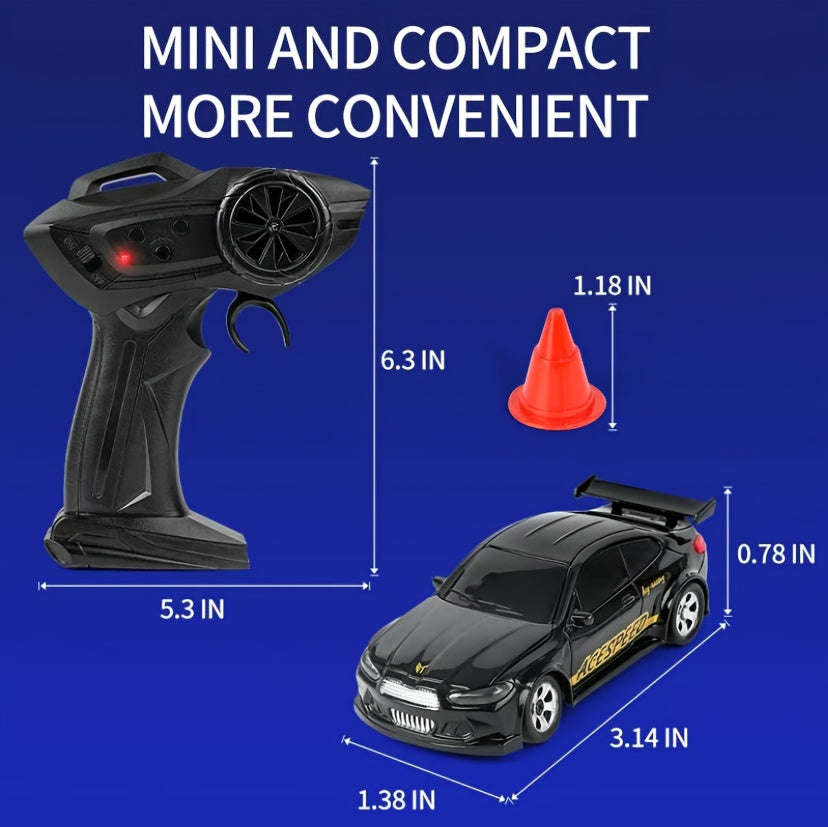1/64 RC Drift Car, 1 Box 4WD High-speed Remote Control Racing Sports Car With LED Lights, Desktop Entertainment, Birthday Gift For Boys Kids, Christmas Gift