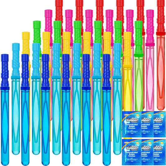 JOYIN 14.6" Big Bubble Wands for Kids, 1 Dozen Bubble Wand Bulk with Refill Solution for Summer Toy Party Favor, Outdoors Activity, Easter Basket Stuffers, Birthday Gift