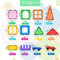 Magnetic Tiles, Deluxe 120pcs Building Blocks Magnet Toys for Kids, 3D Magnet Puzzles Stacking Blocks for Boys Girls, Huge Set with 2 Cars