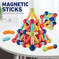 360° Rotating Magnetic Building Sticks Set - Oversized Thickened Magnetic Tiles & Balls, 1-Ball Multi-Stick Attraction, Build Castles/Cars/Shapes, 360° Smooth Edge, Creativity/Brain Training Toy for Kids, Perfect for Indoor Play
