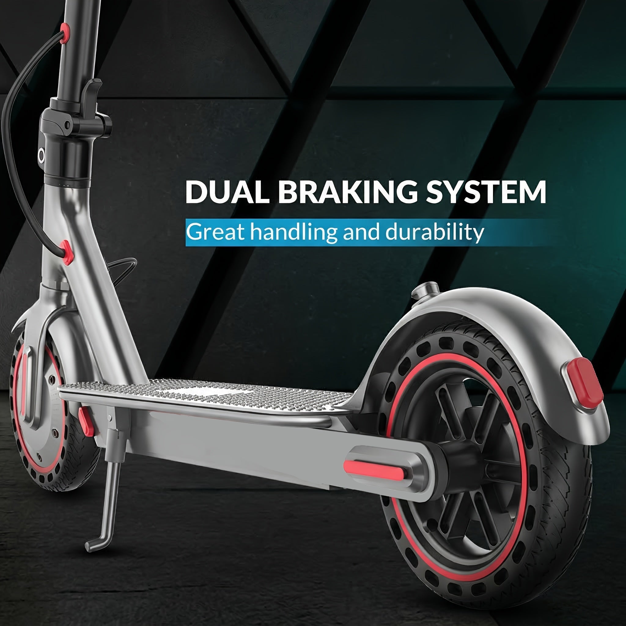 [Foldable Electric Scooter] Long-Range Adult Electric Scooter with a Powerful 350W Motor, Top Speed of 19 Mph, Up to 21 Miles of Range, 8.5-Inch Solid Tires, Foldable Commuter Electric Scooter with APP Control, Dual-Brake System, LED Lights, And Portable