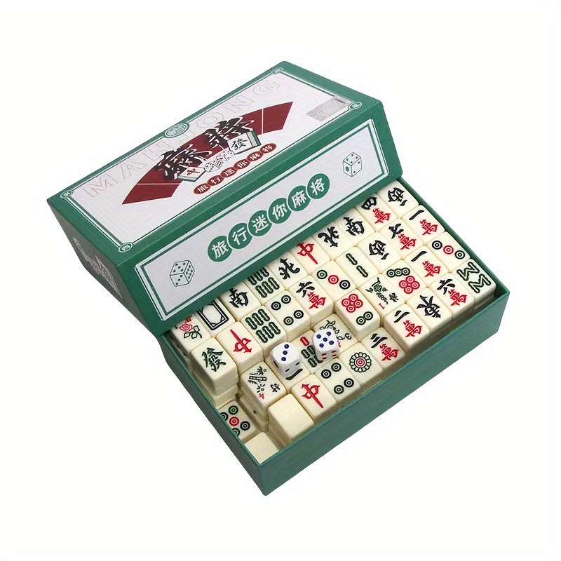 Authentic Mini Mahjong Set - Portable And Compact for Travel, Enhances Logical Thinking, Ideal for Family Fun And On-The-Go Entertainment