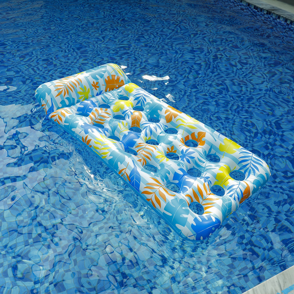 2-Pack Inflatable Pool Float Lounge - Floaties Rafts for Adults Floating Lounger Suntanning Floats Cool Water Floaty Swimming Lake Beach Party Toys, Give Two Cup Holders As A Gift
