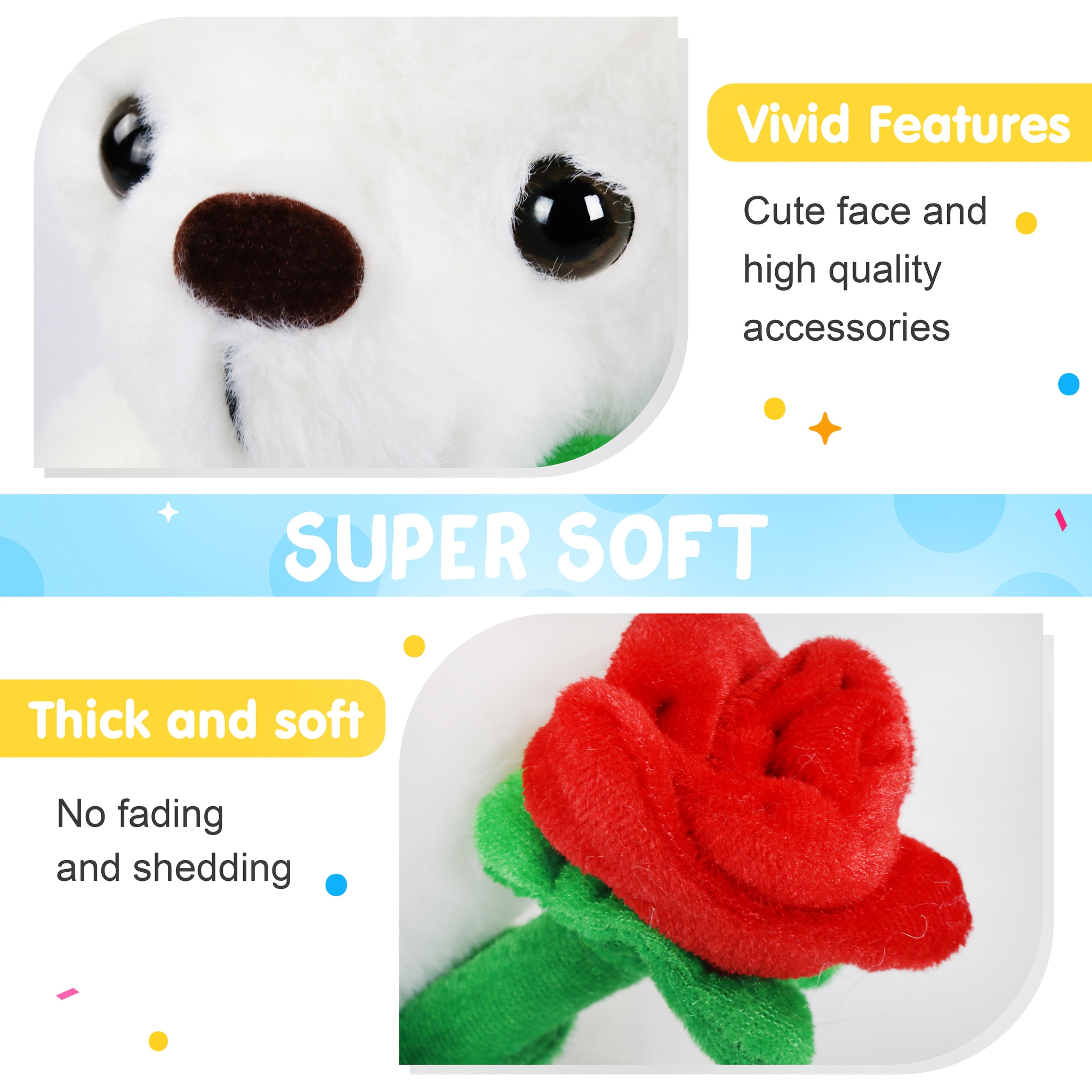 Glowing Rose Bear Plush Toy (Without Battery), Happy Mother'S Day Gift Cute Soft Stuffed Animal with Lights, Birthday Party Gifts Toy for Lover, Valentine'S Day Decor, Playing Companion Doll
