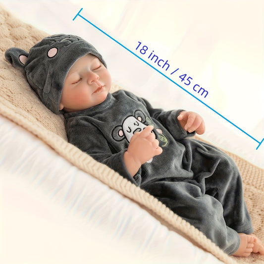 Colorlizard Realistic Reborn Baby Doll 18 Inches 45cm Baby Body Realistic Newborn Doll Lifelike Baby Doll Halloween Christmas Gift Suitable for Children Aged 3 And Above. (Doll Only/ No Accessories)