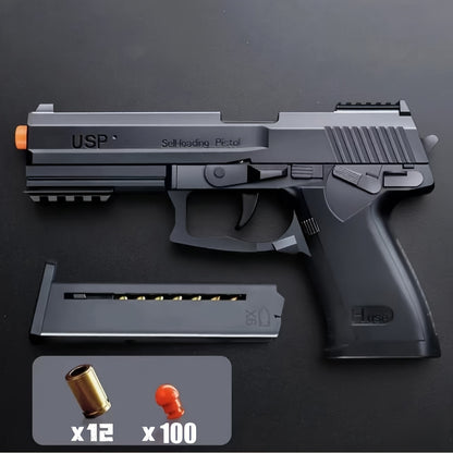 2025 USP Toy Gun Soft Clip Pistol, Continuous Shooting, with 100 Bullets And 2 Magazines, Toy Foam Blaster, Cool Rapid-fire Toy Gun Educational Models, Outdoor Shooting Games, Halloween, Thanksgiving, Christmas, Birthday Gift for Boys Girls0