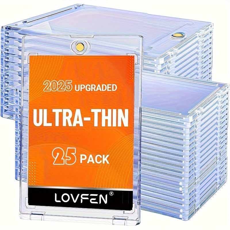 25/50/100/200/400Ct Magnetic Card Holder, Super Thin Premium 35Pt One Card Holder Touch Card Protectors Hard Plastic Mag Case for Sports, Baseball, And Collectible Trading Cards