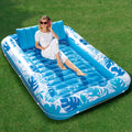 SYNCFUN Inflatable Tanning Pool Lounger Float, 85 X 57 Inches Extra Large Pool Floats for Adults with Pillow, 4-In-1 Suntan Tub Raft Floatie, Sunbathing Bed Lounge for Water Blow Up Ball Pit Party Gifts, Xl-Blue