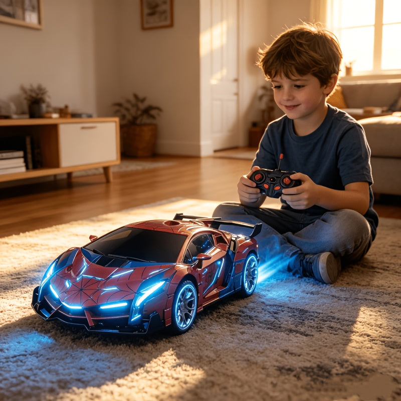 Remote Control Car, One-Button Transform Robot Spider Transformer Toy Car with Cool LED Headlights, 2.4Ghz 1:18 Scale, 360 Degree Rotation Drift, Christmas Birthday Gift for Boys And Girls