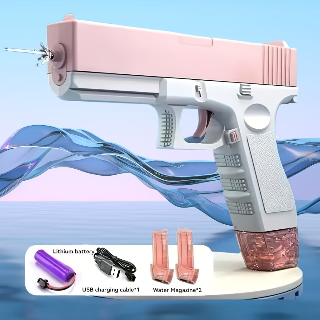 Powerful Electric Water Gun Toy - High-capacity Long-range Shooting with 2 Magazines, Pink/blue, Perfect for Beach Or Pool Summer Fun