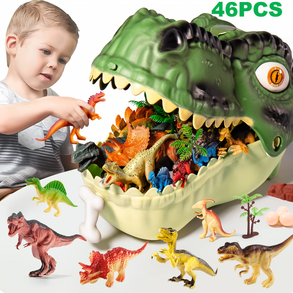 46pcs Dinosaur Toys for Boys - Realistic Jurassic Dinosaurs Figures with Eggs&Trees&Fence, Educational Toy for Youngsters, Creat a Dinosaur World with Parents and Friends, Ideal Easter Gifts for Kids