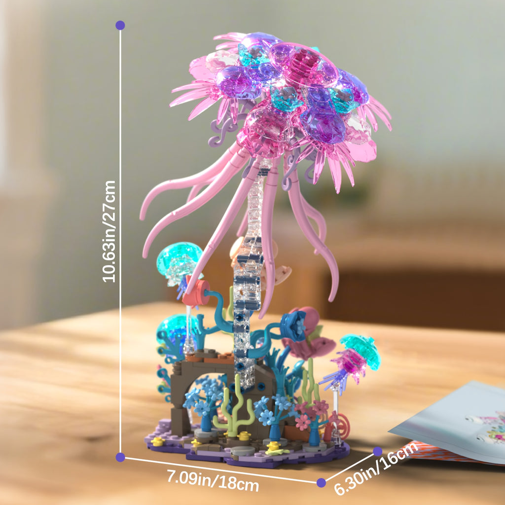 Creative Building Block Model Toy Kit - Jellyfish Building Brick Set, 526pcs, DIY Assembly Model for Adults, Ideas Gift for Valentine's Day & Birthday & Christmas & Halloween