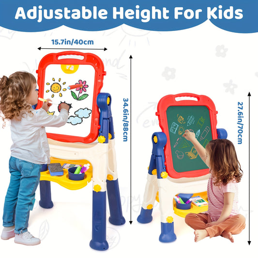 [Ideal Gift] Kids' Art Easel, Adjustable Standing Rotatable Double-Sided Easel with Painting Additions for Youngsters Boys And Girls Age 3+ Years Old, Standing Art Easel, Ideal Birthday/Christmas/New Year Gifts for Kids