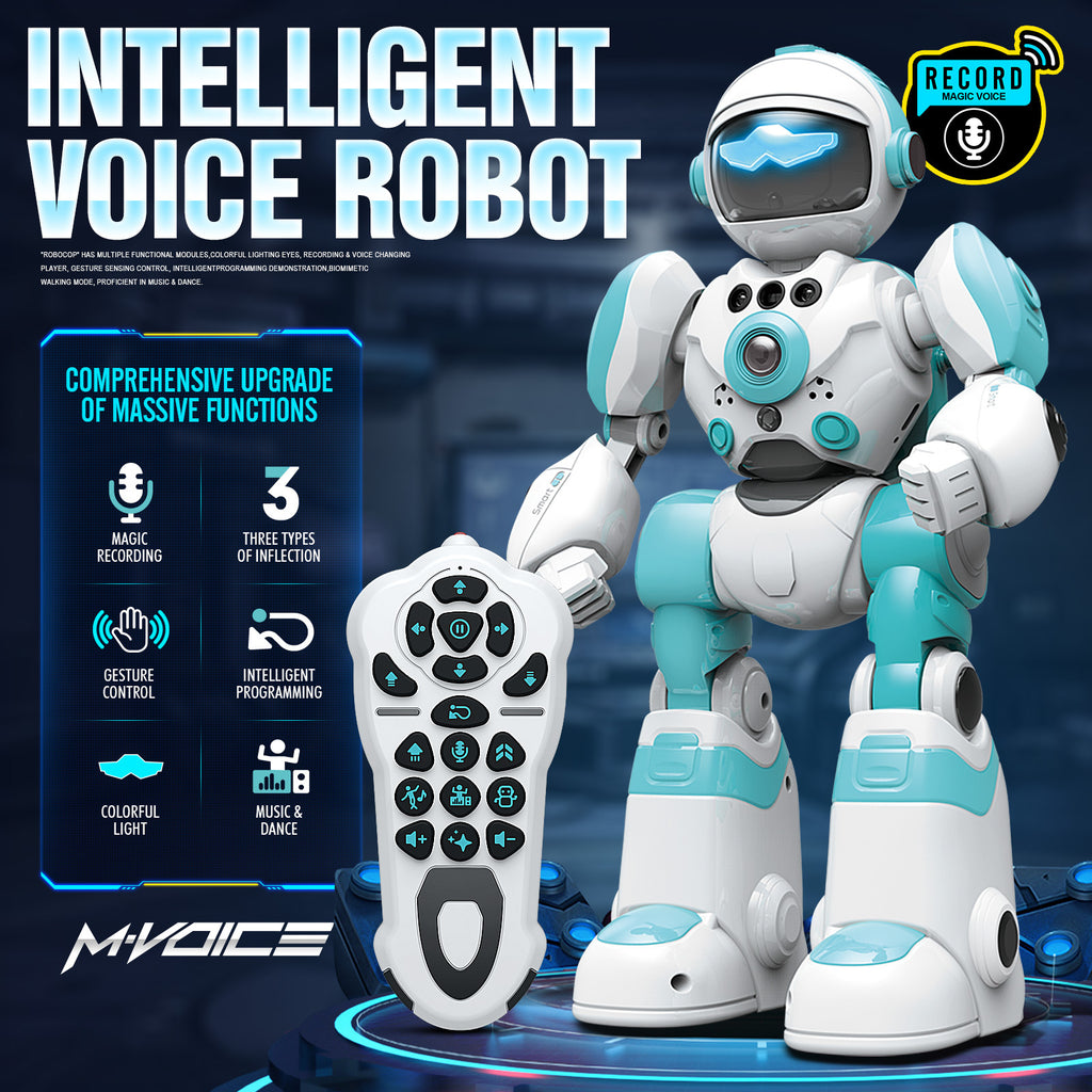 Voice Control Robot Remote Control Robo Toys Infrared RC Robots with Gesture Control LED and Voice Interactive Intelligent Warriors as Gift for Kids
