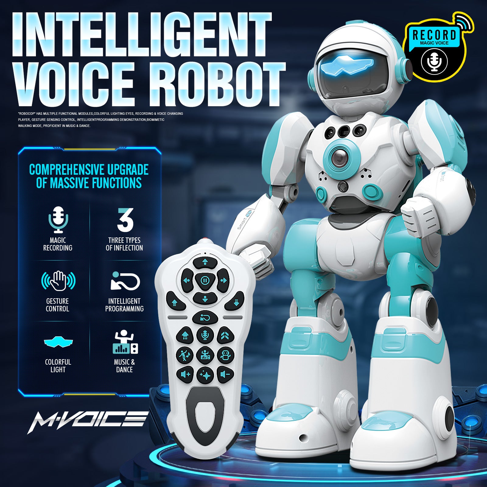 Voice Control Robot Remote Control Robo Toys Infrared RC Robots with Gesture Control LED and Voice Interactive Intelligent Warriors as Gift for Kids