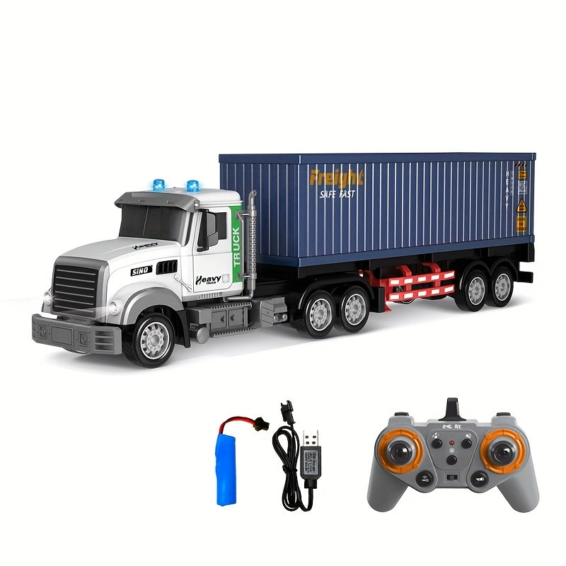 Remote Control Transportation Container Trailer, 1:24 Simulation Container Truck Toys, Construction Truck Toys - Can Load Cargo, with Battery, Birthday Gift for Boys And Girls Above 6 Years Old