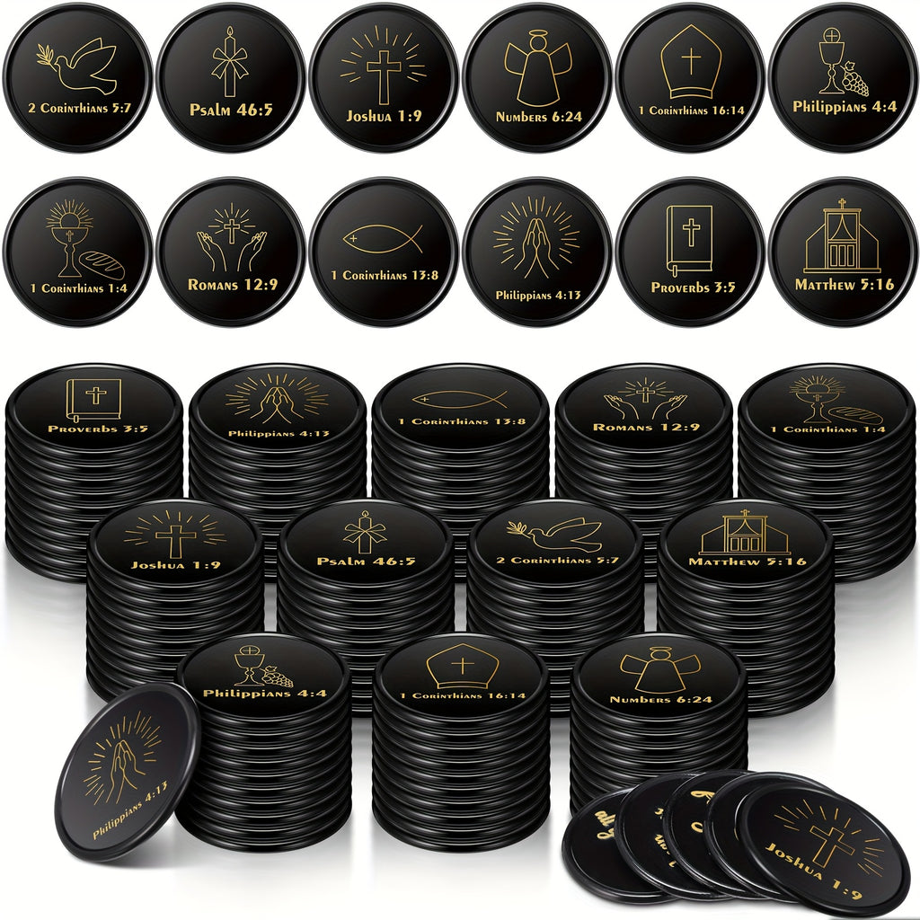 120pcs Christian Gift Bulk Bible Verse Party Favors Christian Themed Tokens Bible Verse Coins for Sunday Motivational Quote Token for Church And VBS Prizes (Classic)