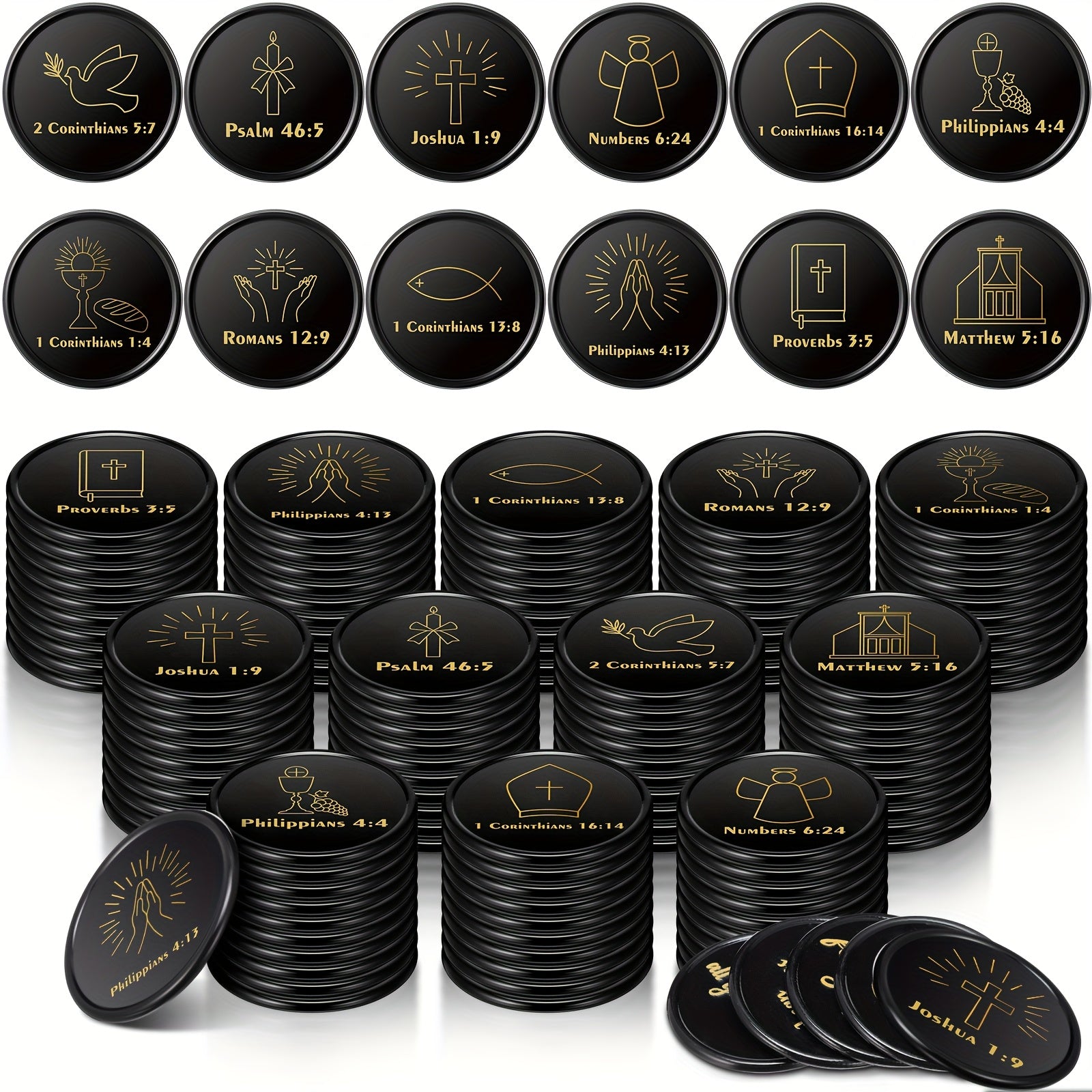 120pcs Christian Gift Bulk Bible Verse Party Favors Christian Themed Tokens Bible Verse Coins for Sunday Motivational Quote Token for Church And VBS Prizes (Classic)