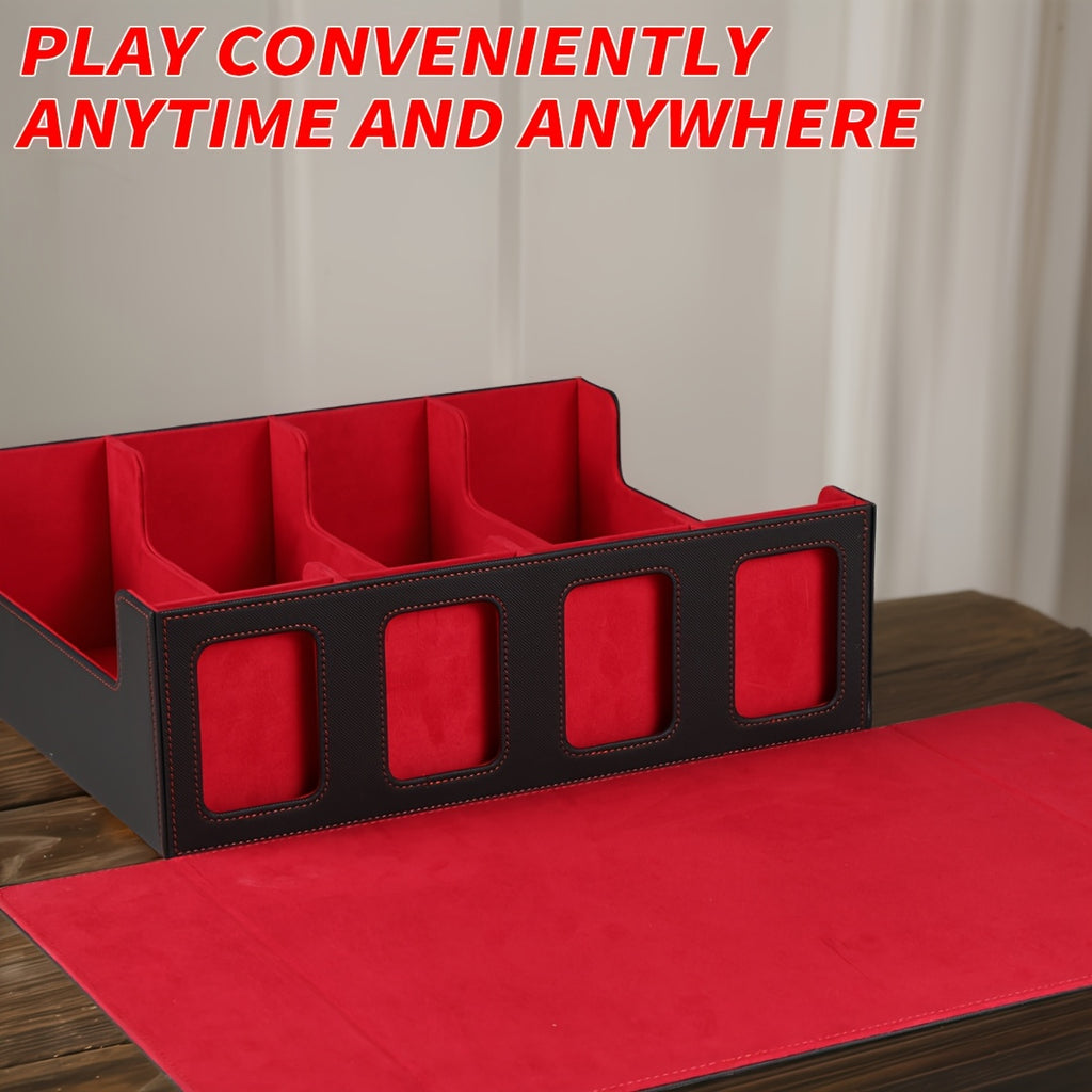 Card Cartridge Display Window, Equipped With 24 Color Cards; Four Card Sleeves; Four Grid Boards, Transaction Card Storage Box, Capable Of Holding Over 1200 Single Set Cards, Strong Magnetic Card Box, Suitable For Gaming Transaction Cards