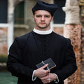 3pcs Unisex Priest Collar Costume Clergy Tab Collar Black Clergy Shirt Full Neck Band Dickey Priest Costume Accessories for Men Women Pastors