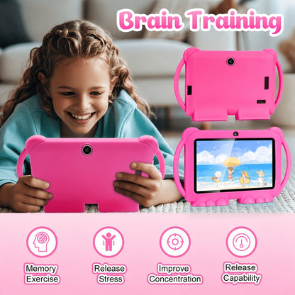 ATMPC, Local Warehouse, 7-Inch Android 14 Kids Handheld Tablet, 4GB RAM + 32GB ROM, Eye Protection IPS Screen, with Parental Controls, Learning Tablet, Wi-Fi, Large Screen Learning Entertainment Tablet, Parental Control, Pre-installed Apps