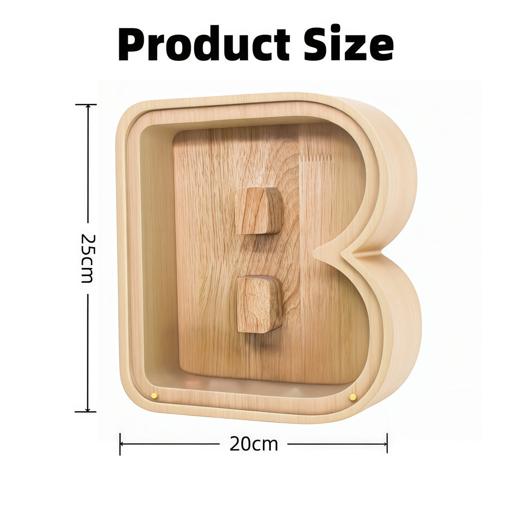 26 English Alphabet A-Z Letter Penny Bank, Large-Capacity Transparent Wooden Alphabet Penny Bank, Wooden Savings Box, Back to School Gifts, Halloween Gifts, Christmas Gifts