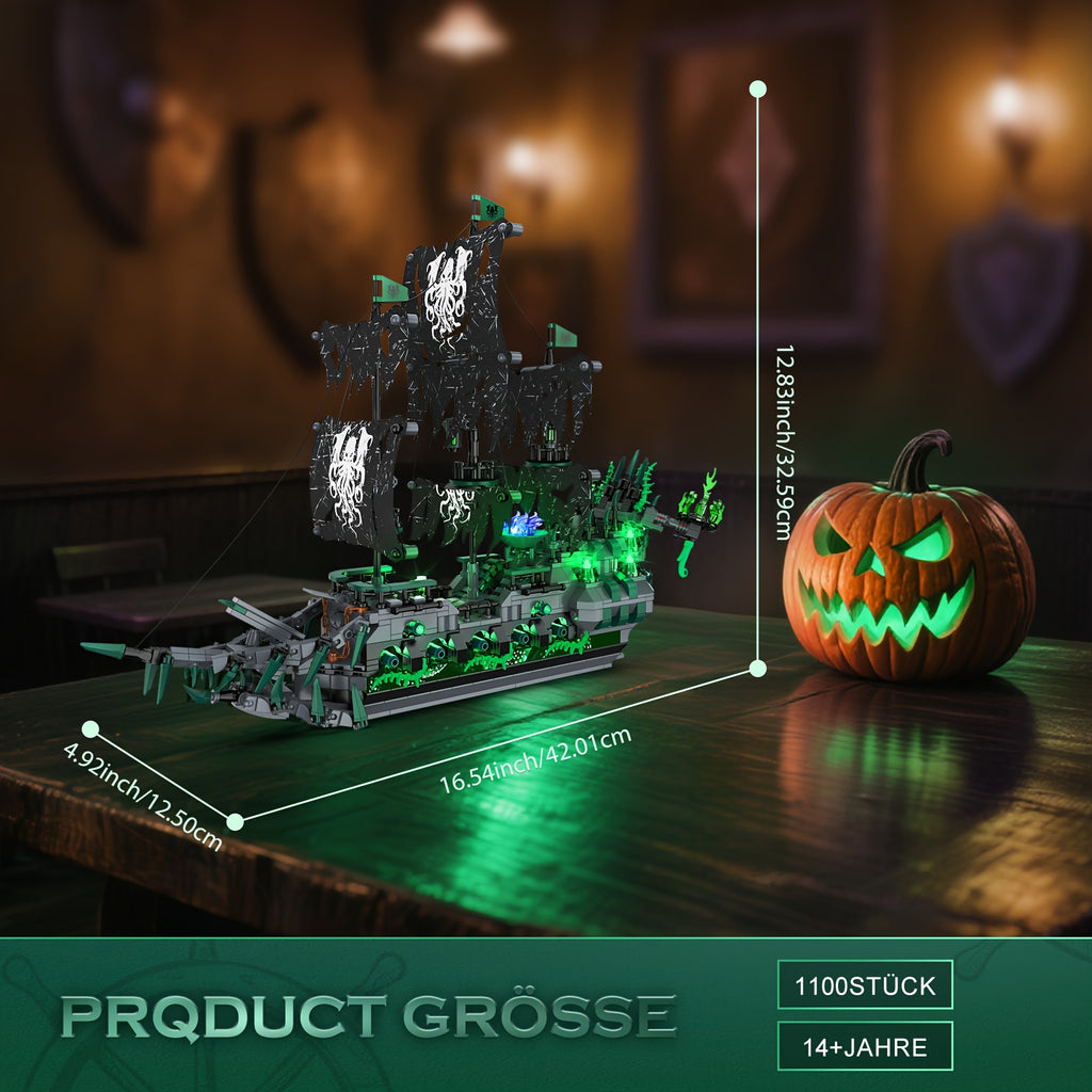 Toys for Constructing Pirate Ships Featuring Lights, The Flying Dutchman Ghost Ship Model 40001, Perfect for Halloween And Christmas Gift Sets
