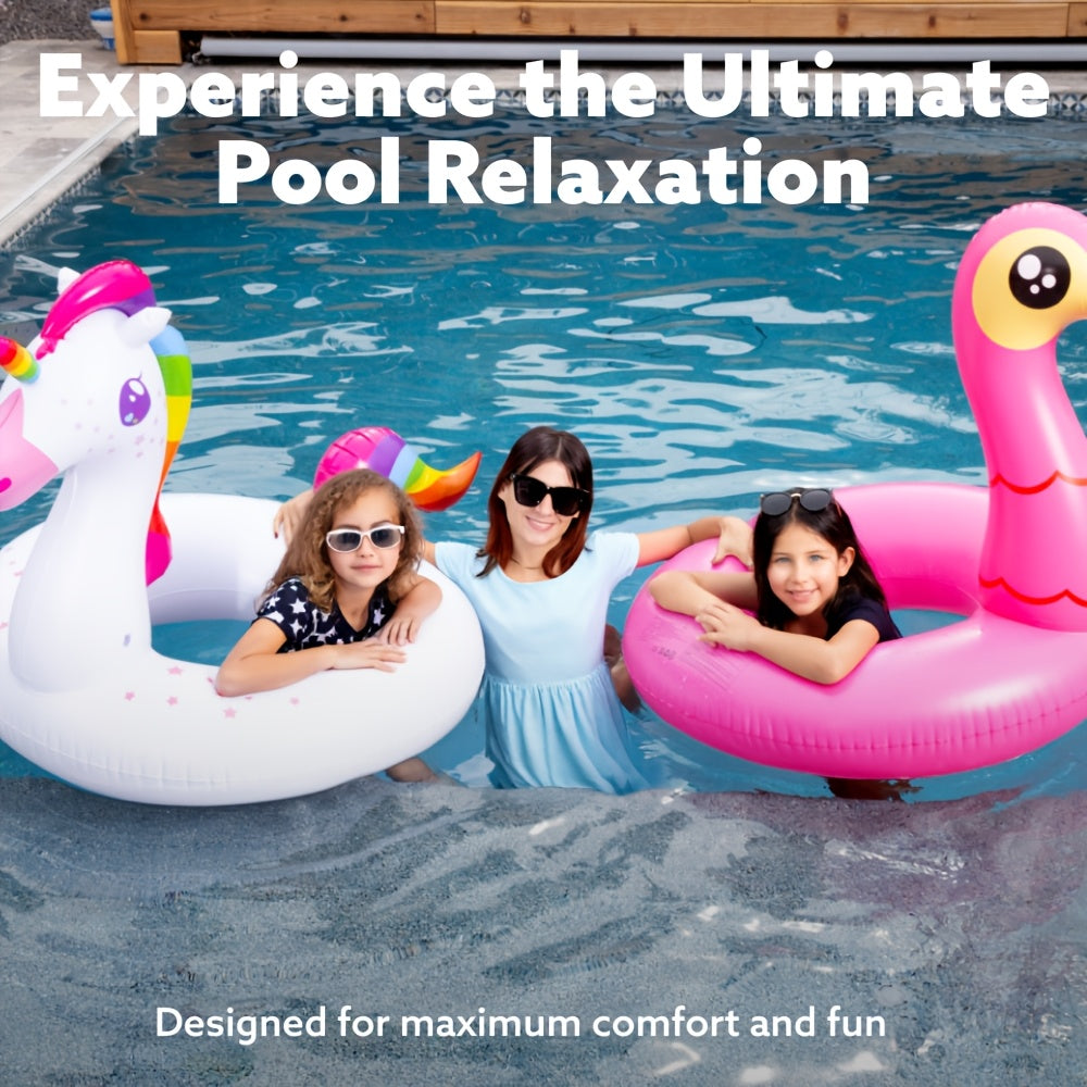 SYNCFUN 2-Pack Flamingo Unicorn Pool Float - Fun Beach Floaties, Inflatable Swimming Pool Tubes Party Balloons Toys, Lake Beach Floaty Swim Rings Summer Pool Raft Lounger for Adults & Youngsters Helloween Christmas