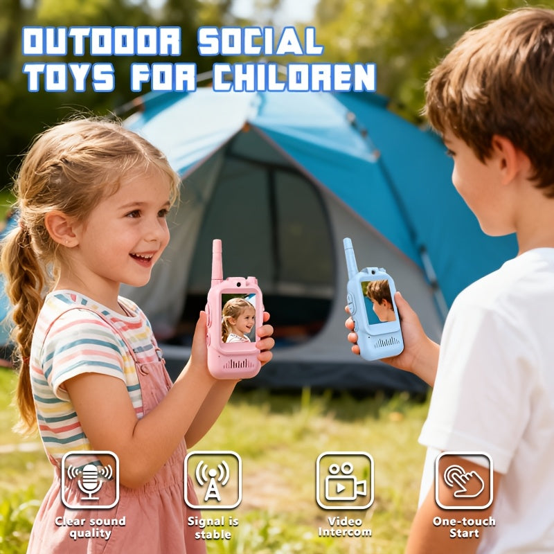 2pcs Children's Walkie-talkie Toys, 2.4GHz Wireless Walkie-talkies with Video Call And Voice-changing Functions, Equipped with High-definition Cameras, Long-distance Communication, Suitable for Children Aged 3-14, Ideal for Outdoor Play