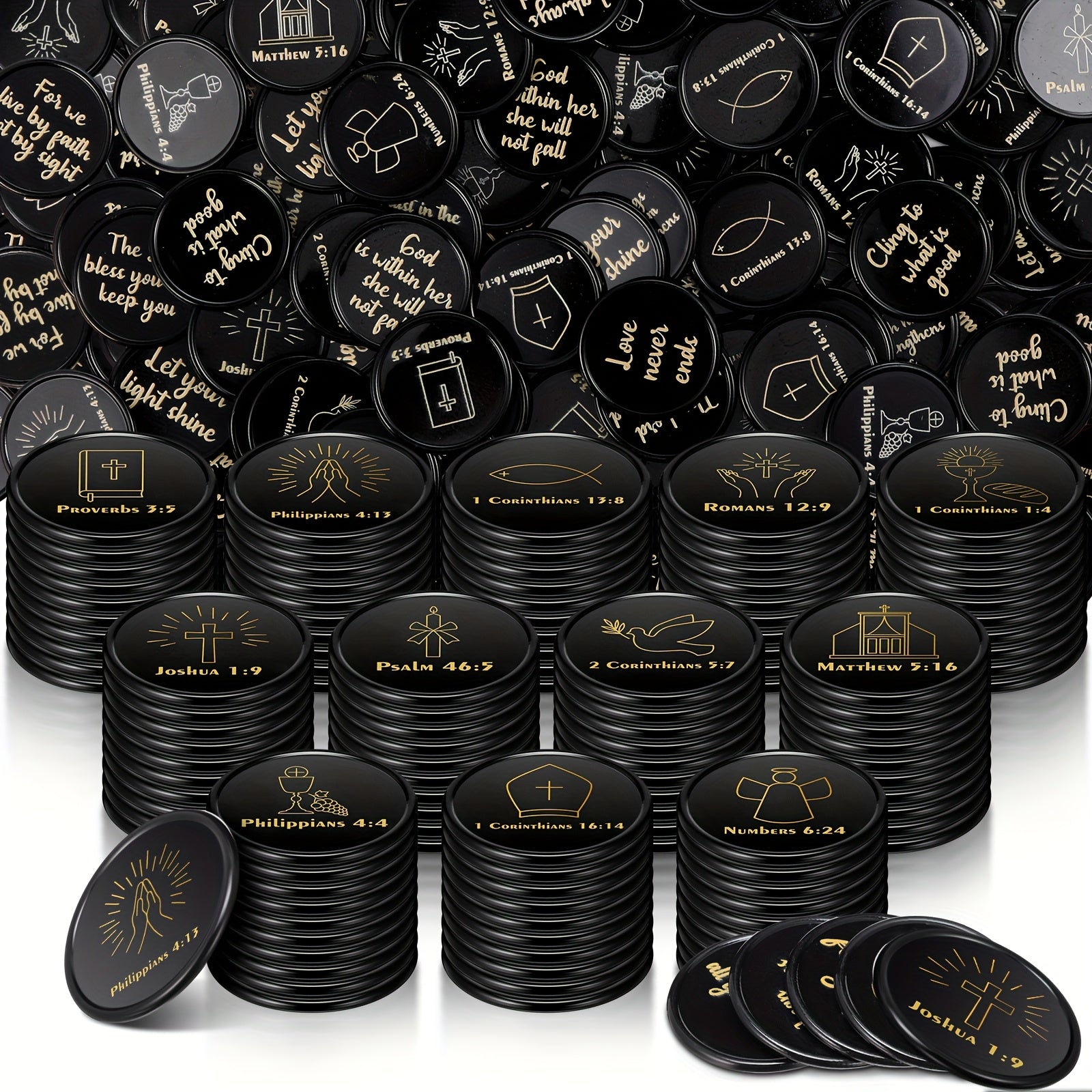 120pcs Christian Gift Bulk Bible Verse Party Favors Christian Themed Tokens Bible Verse Coins for Sunday Motivational Quote Token for Church And VBS Prizes (Classic)