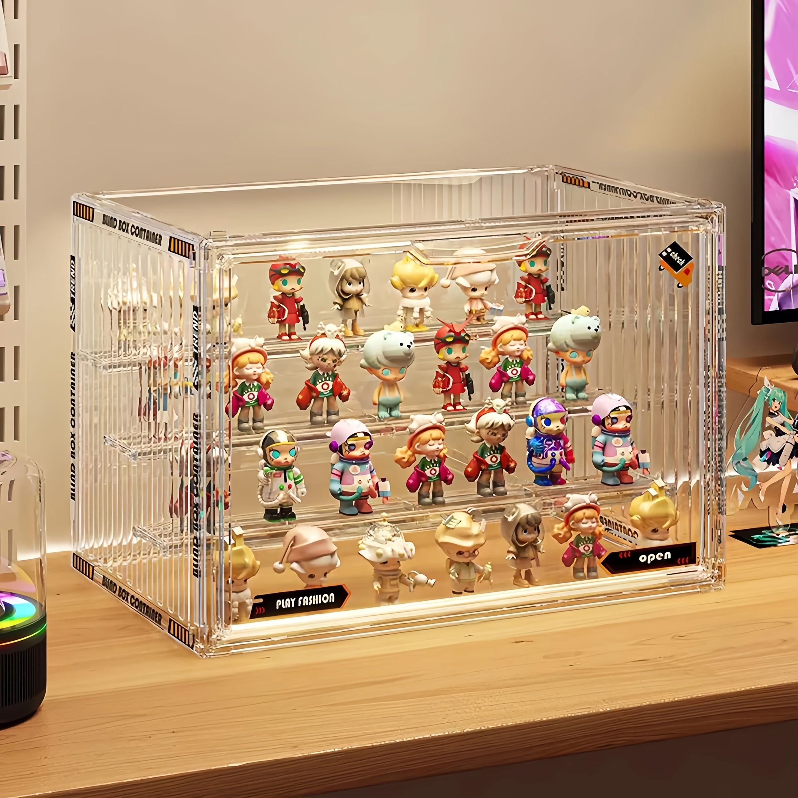 4-Tier Transparent Figure Display Box - Collector'S Acrylic Clear Protective Case, Magnetic Design for Desktop Placement, Figure Organizer, Large Size Box, Free Combination, Ideal for Doll Collections