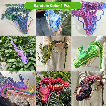 [Articulated Dragon Decor] 3D Printed Dragon, Large Fidget Crystal Dragon, 3D Printed Stuff Animals, Articulated Dragon For Home Office Desk Wall Decor