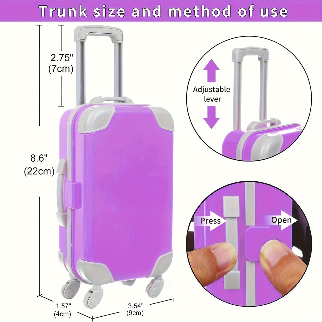 18 Inch Doll Clothes.(No Doll)And Accessories Mermaid Dress Luggage Case Travel Play Set Include Suitcase, Dresses, Bag, Camera, Glasses, Pillow, Eyeshade.Christmas Gift for Ages 3+