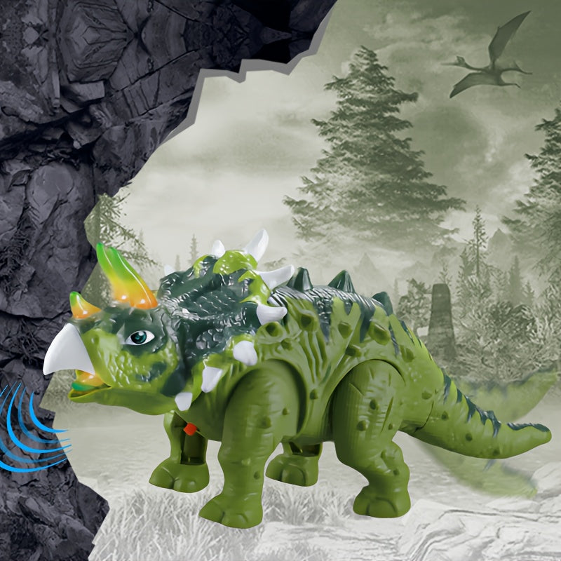 Toys for Children Featuring a Triceratops Dinosaur That Walks on Its Own, Lights Up, And Makes Roaring Sounds, Perfect for Halloween, Surprise Birthday Celebrations, And Christmas Gifts for Boys And Girls