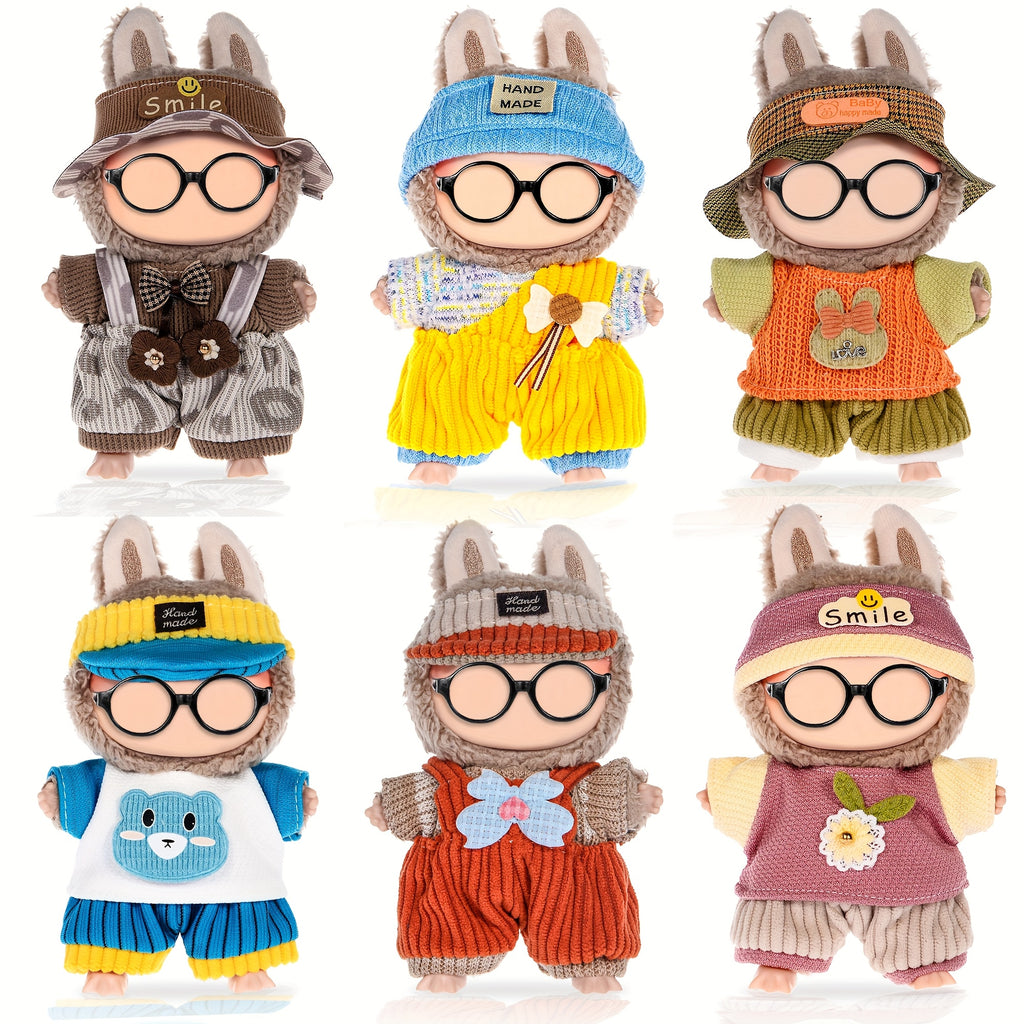 A 6-Item Clothing Set for Labubu, Featuring Cute Additions for Play And Display (Glasses, Shoes, And Doll Not Included). A Perfect Gift for Aged 3 And Up for Christmas Or Halloween