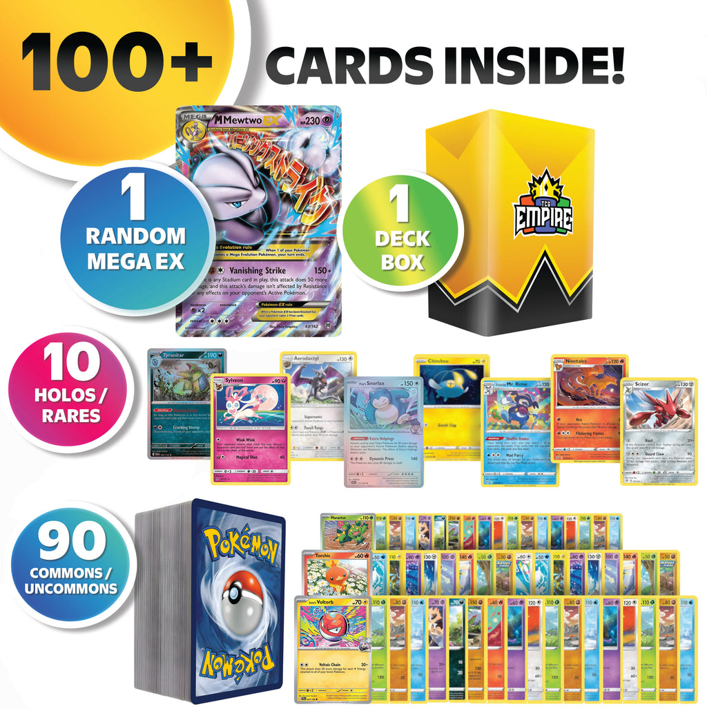 Pokemon MEGA EX Battle Bundle | 100+ Pokémon Cards | 1x Guaranteed Mega EX Card | Holos & Rares Included! | Perfect Gift for Kids & Collectors!