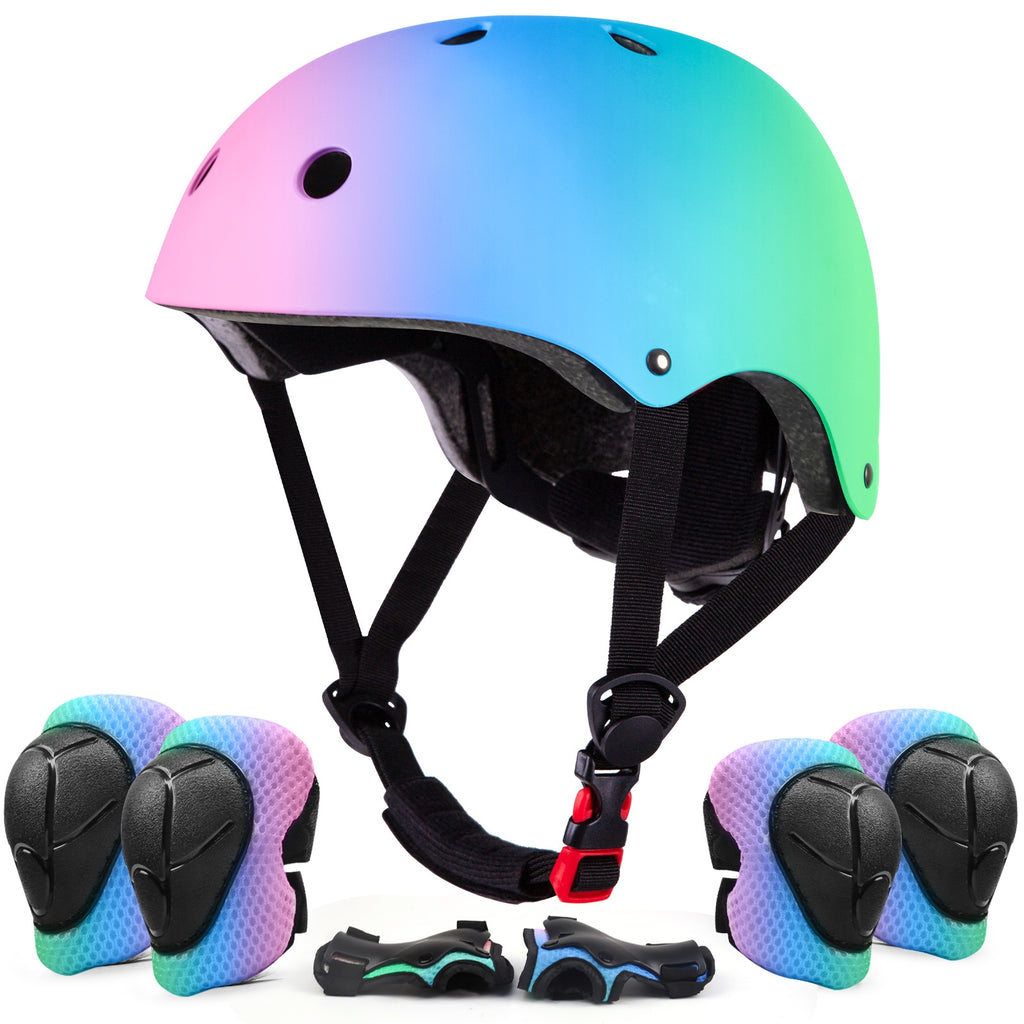 Lightweight Helmets for Children Aged 5 And Above, Suitable for Boys And Girls, Including Protective Gear for Various Sports. This Set Features a Bike Helmet Along with Knee And Elbow Pads for Safety While Cycling