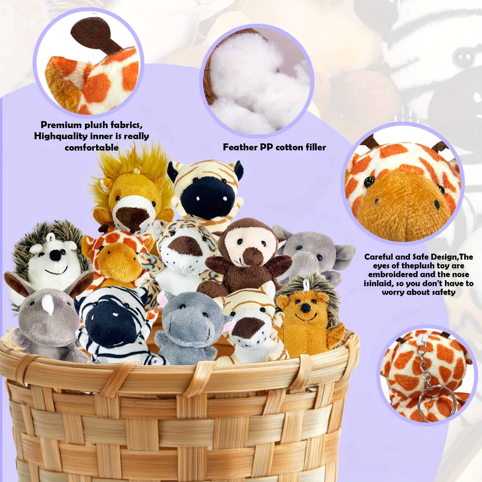 24/12pcs Small Stuffed Animals Bulk, Mini Forest Animal Plush Toys, Cute Plush Animals, Suitable for Animal Theme Party.Treasure Box Toys for Classroom, Party Favors for Kids.