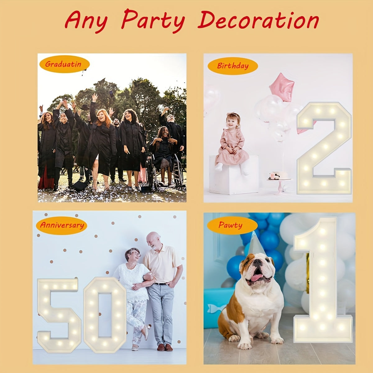 Warm White 73cm / 28.7 INCH - Illuminated Number 1 Balloon Frame - Paper PS Foam Board, Perfect for Birthday & Anniversary Parties,Graduation Decorations, Back to School of 2026
