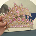 2pcs High-End Baroque Style Crowns with Pink Gemstones - an Elegant Headwear Suitable for Princess And Knight Themed Parties, Dances, And Celebrations