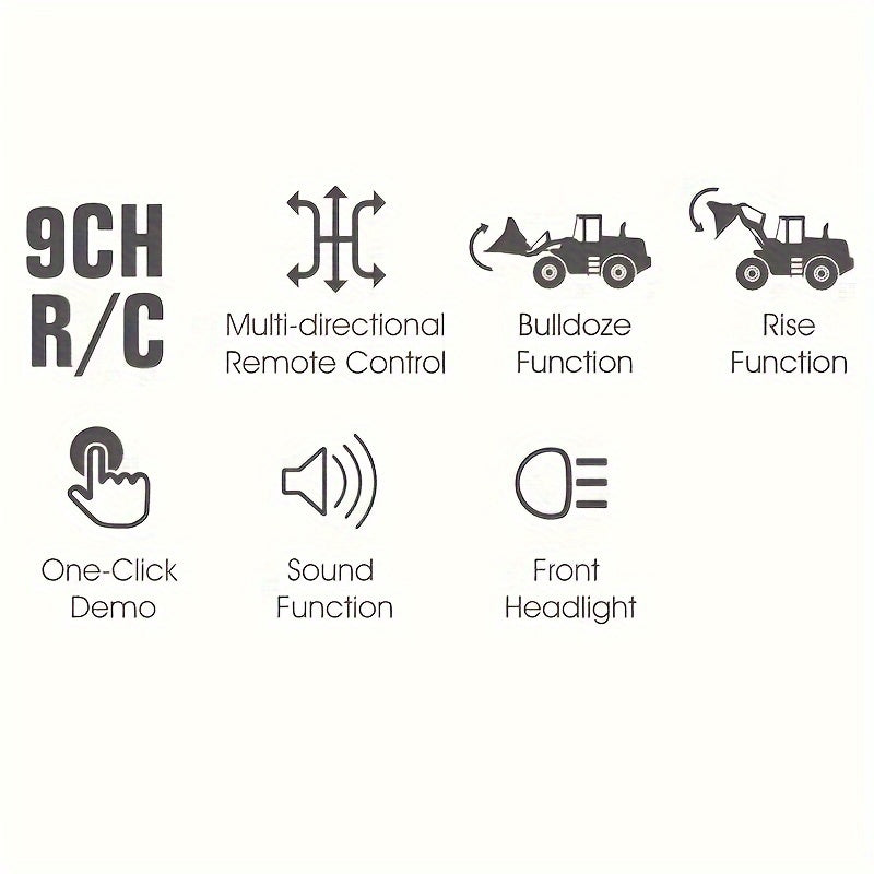 9 Channels Remote Control Loader, 2.4Ghz RC Construction Vehicle Truck with Alloy Metal Cap, Light & Sound, Rechargeable Battery, Ideal Gift for Halloween Thanksgiving Christmas